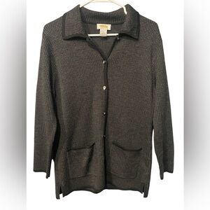 Talbots Cardigan/Talbots sweater size L color black      100% Merino Wool